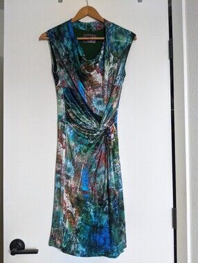 DESIGUAL Sleeveless Abstract Print Green-Blue Knot Dress